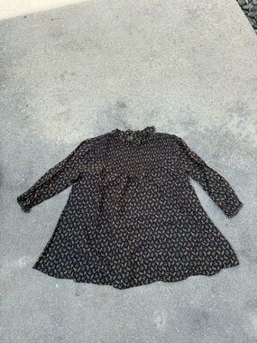 Doen navy Floral Smocked Yoke Dress with Yellow Accents 4/5